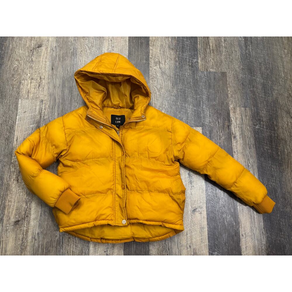QED London Womens Mustard Yellow Hooded Puffer Jacket Size US 6 UK 10 EU 38